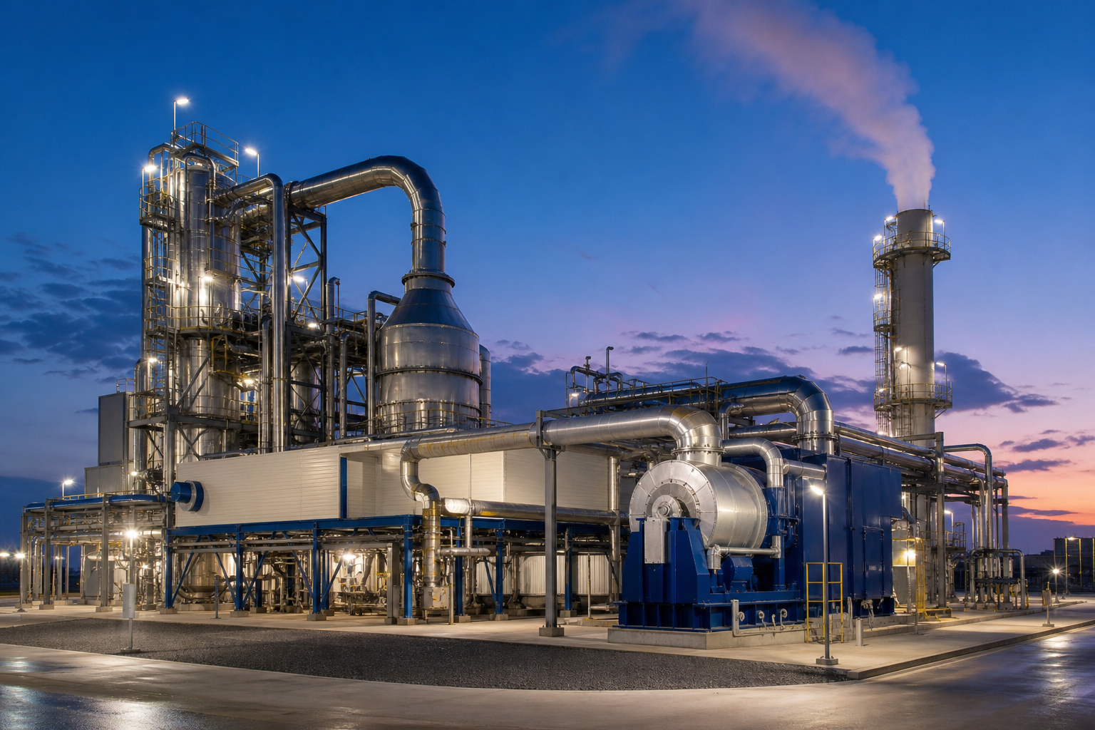MVR vs Multi-Effect Evaporation: Energy and Cost Comparison 4 Hybrid evaporation plant combining steam effects with an electric MVR stage