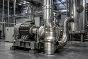 MVR steam compressor installed and connected to evaporator ducting