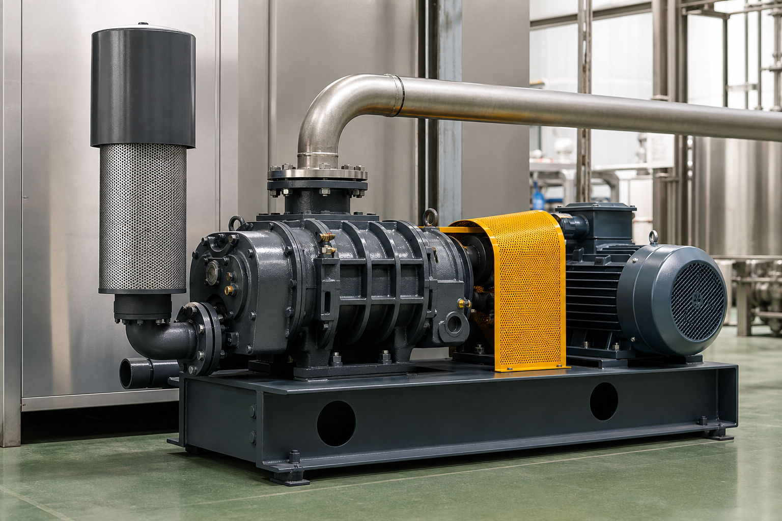 Steam Compressor for MVR: Types and Selection 2 Roots-type steam compressor skid for a small MVR plant