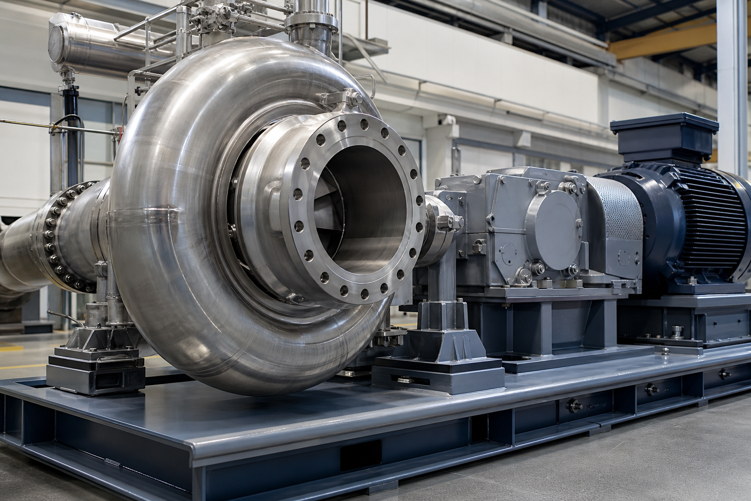 Centrifugal steam compressor for MVR evaporation with gearbox and motor