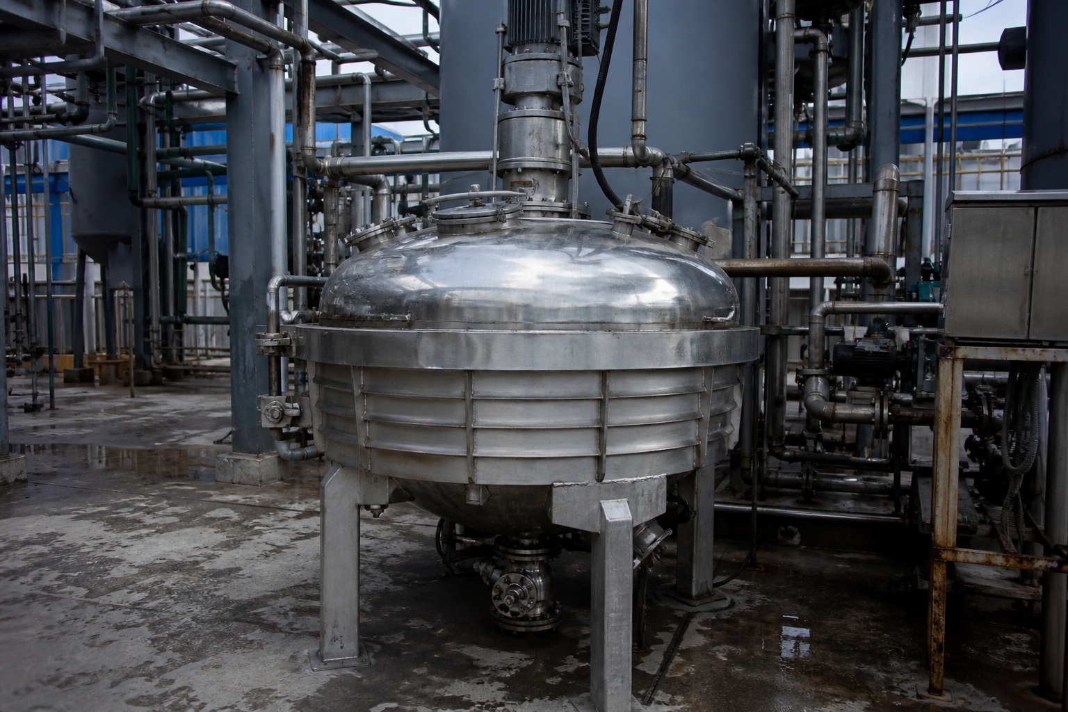 Agitated nutsche filter dryer with hydraulic agitator head in a fine chemicals plant