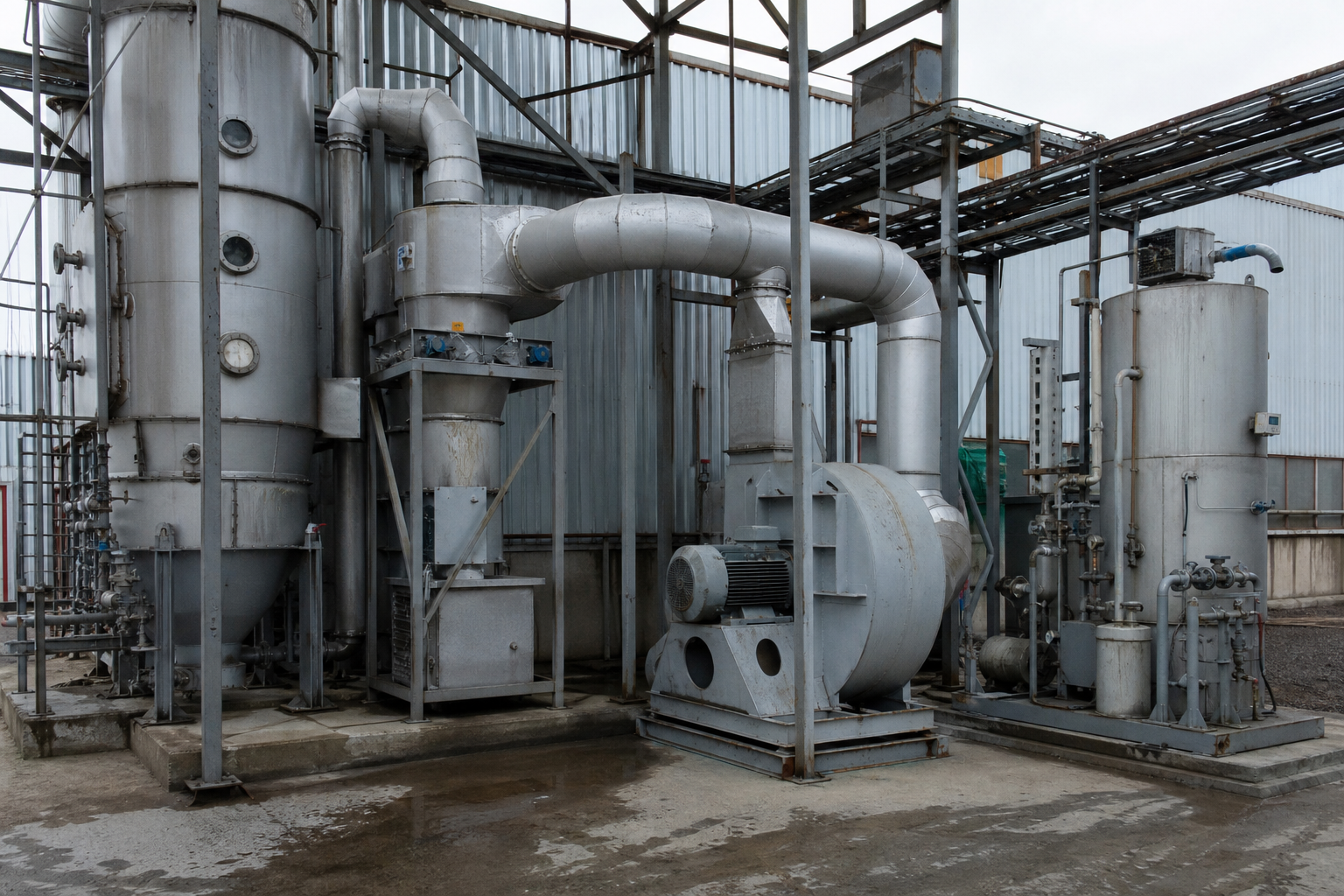 Closed loop nitrogen inert gas fluid bed drying skid with bag filter and condenser