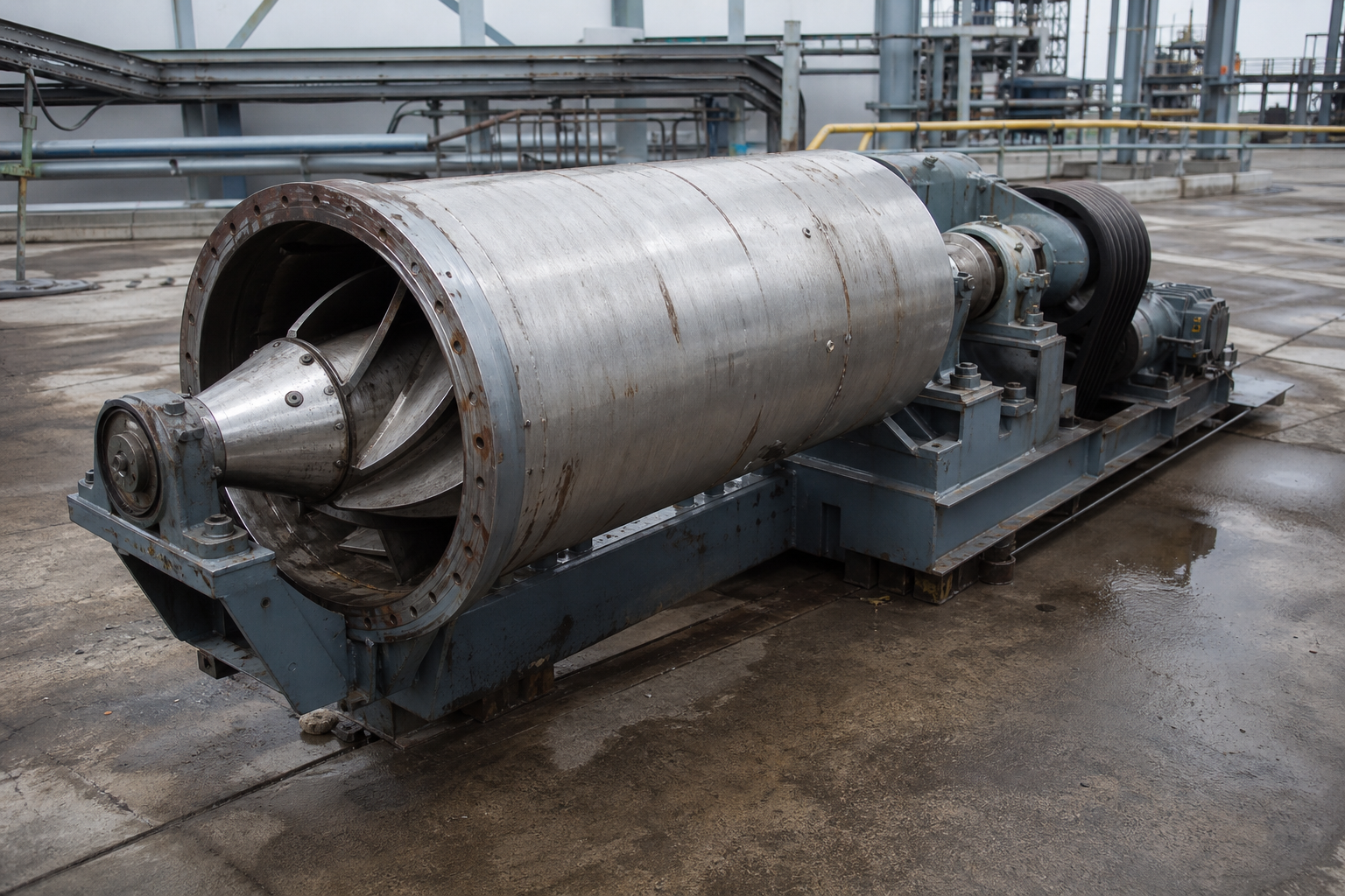 Centrifuge Selection for Crystal Dewatering 1 Decanter centrifuge rotor assembly with bowl, conical beach and internal scroll conveyor