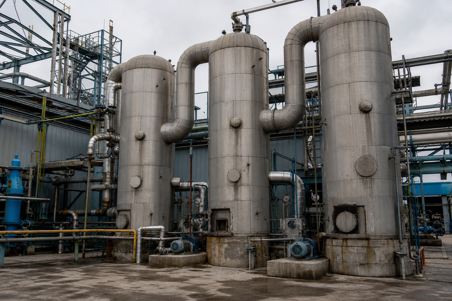 Evaporator Selection: The Complete Guide to Choosing Right 3 Multiple effect evaporation train with three evaporator bodies and steam ejector vapor recompression