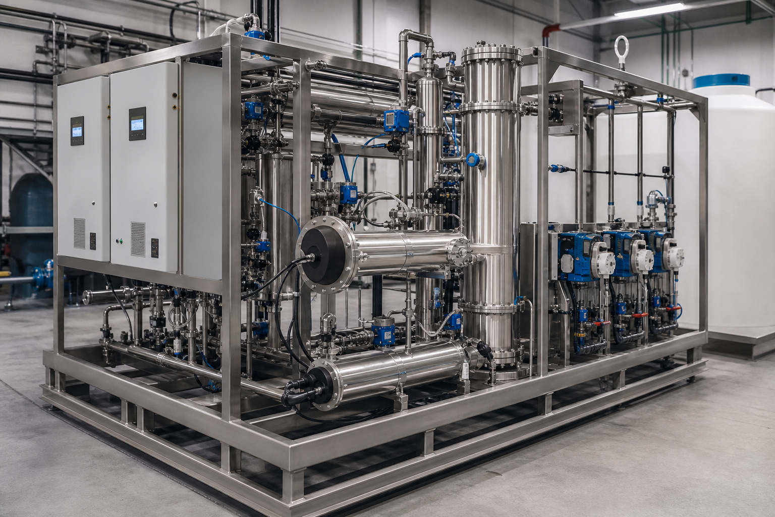 Ozone generator and UV reactor skid for advanced oxidation pretreatment