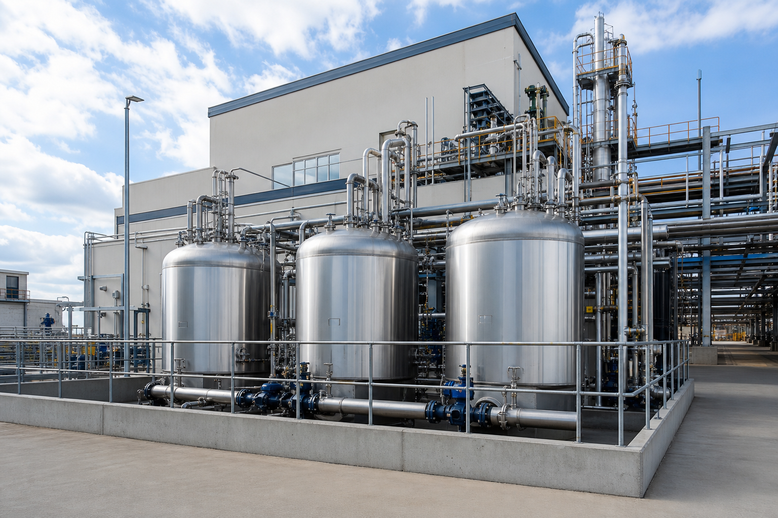 Bisphenol A production facility wastewater collection and neutralization tanks