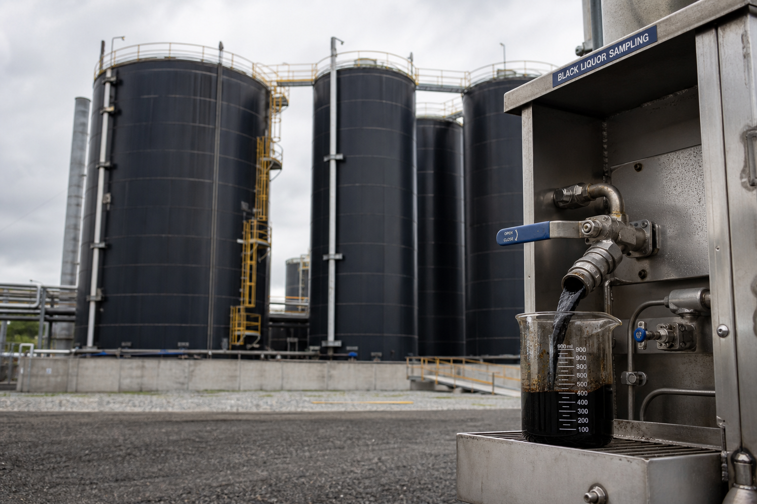 High-solids black liquor storage ahead of the recovery boiler