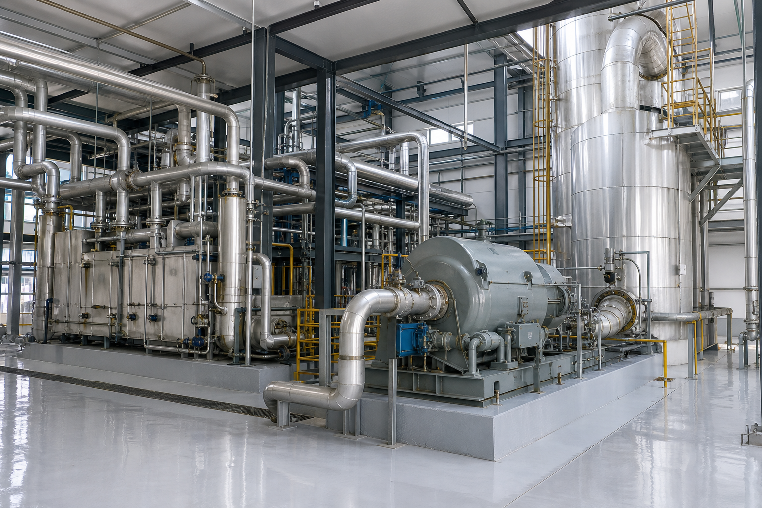 32 t/h Ammonium Sulfate MVR Train: Centrifugal Vapor Compressor Case 2 ammonium sulfate mvr centrifugal compressor china process plant scene