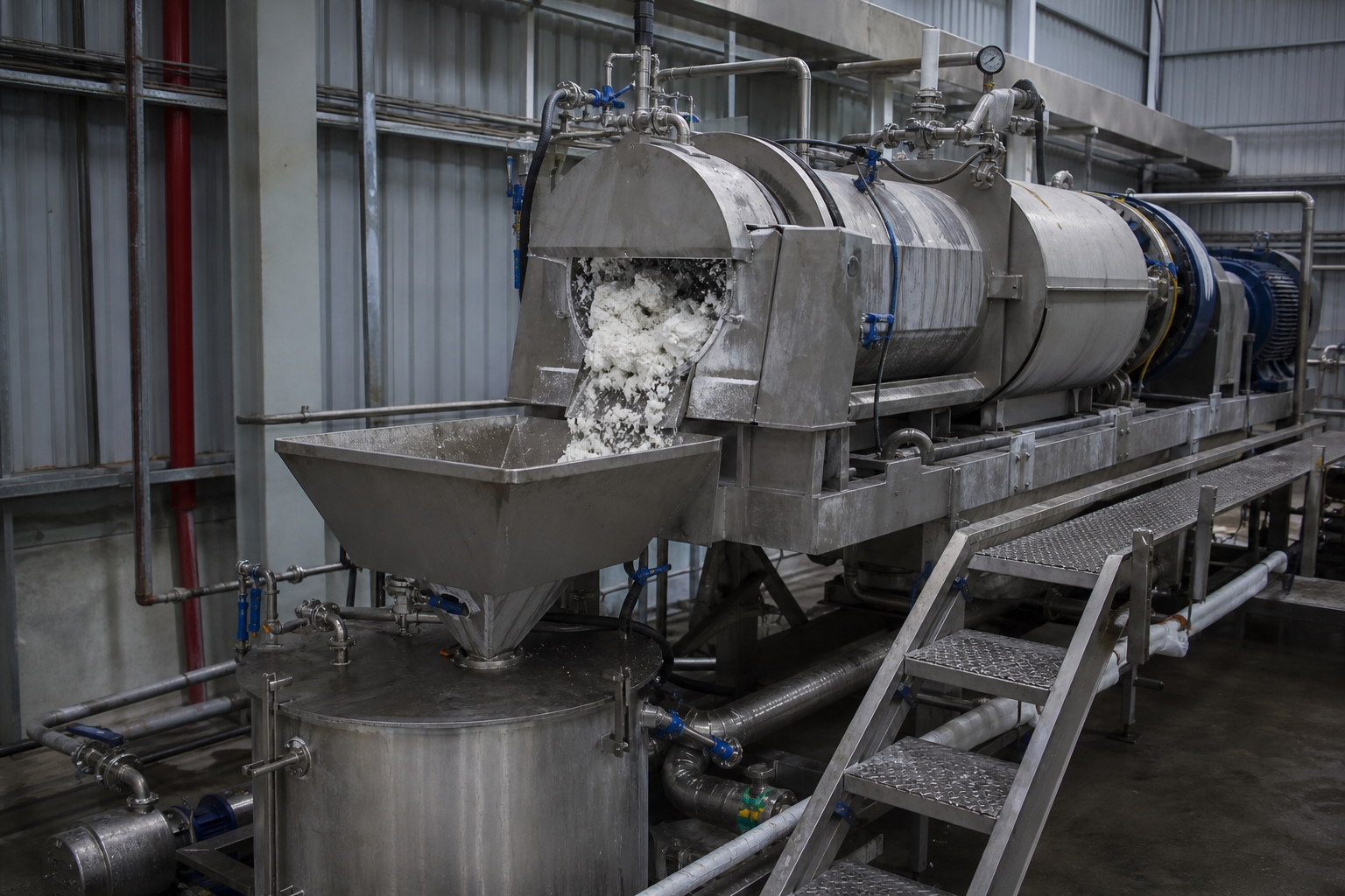 Peeler centrifuge discharging barium chloride cake with mother liquor tank