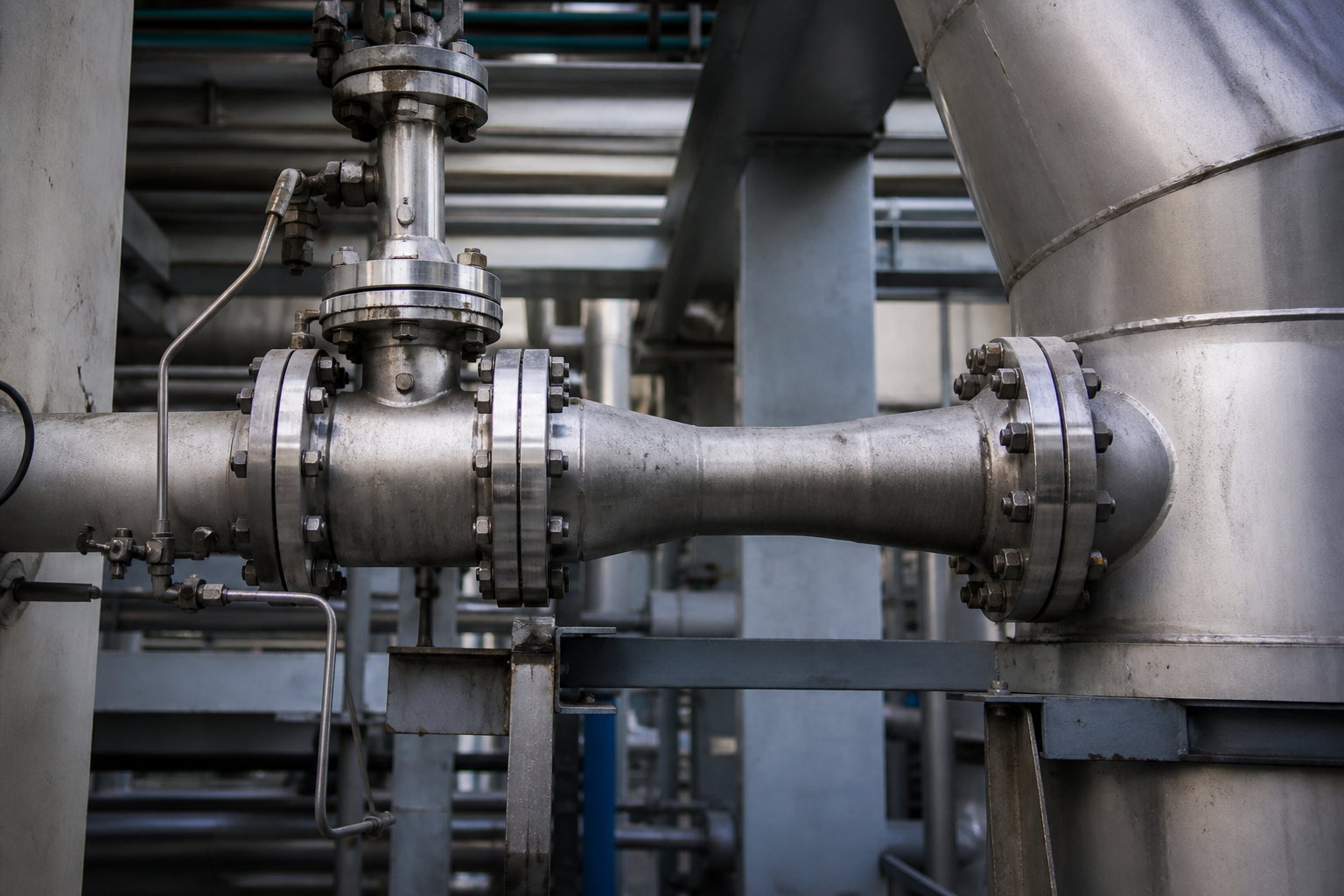 Steam thermocompressor TVR ejector on evaporator vapor duct