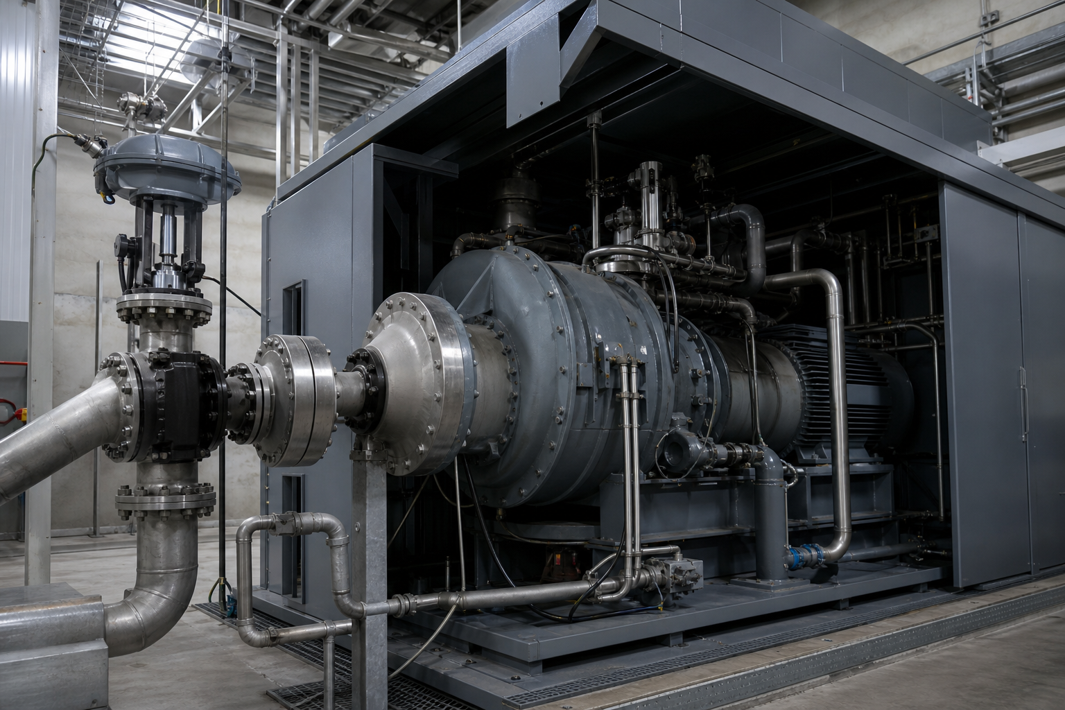 MVR compressor train with anti-surge valve loop