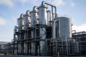 Large multi-effect evaporation plant at a chemical site