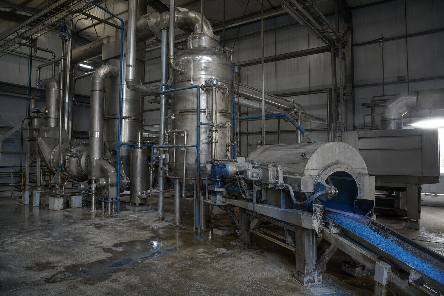 Copper sulfate evaporation crystallization and centrifuge train
