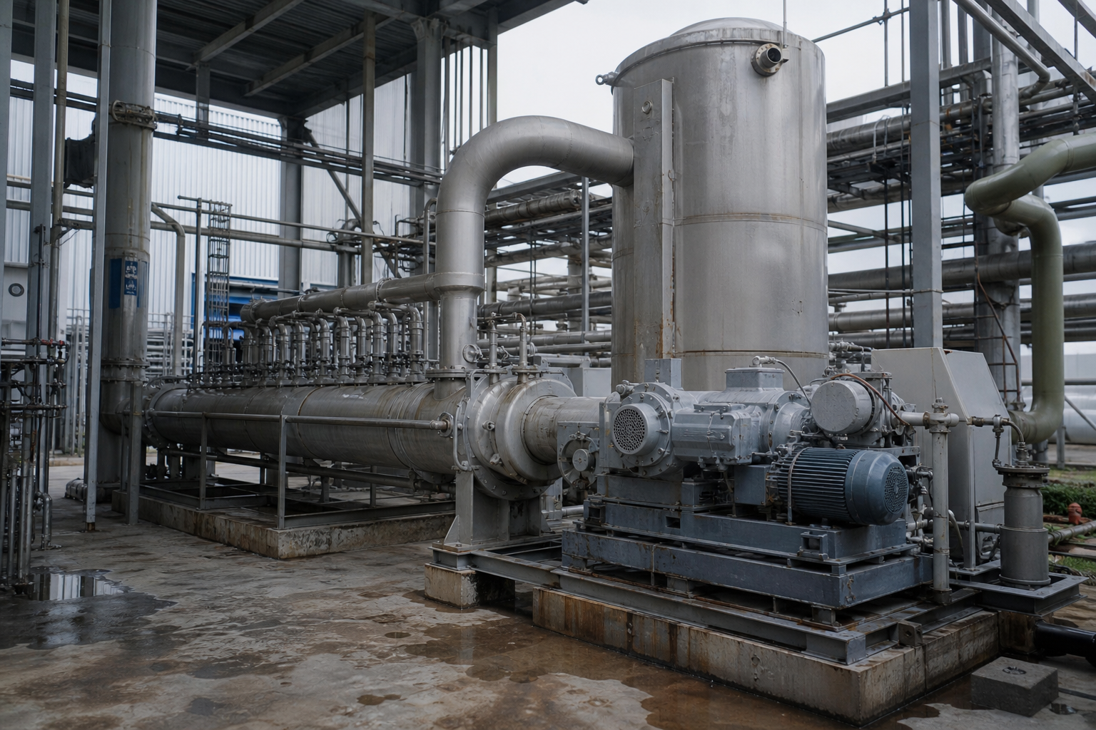 MVR evaporator system with centrifugal compressor for lithium liquor concentration