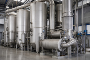 industrial evaporation plant with multiple evaporator types