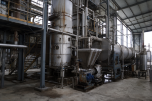 Ammonium chloride production plant with evaporator and dryer