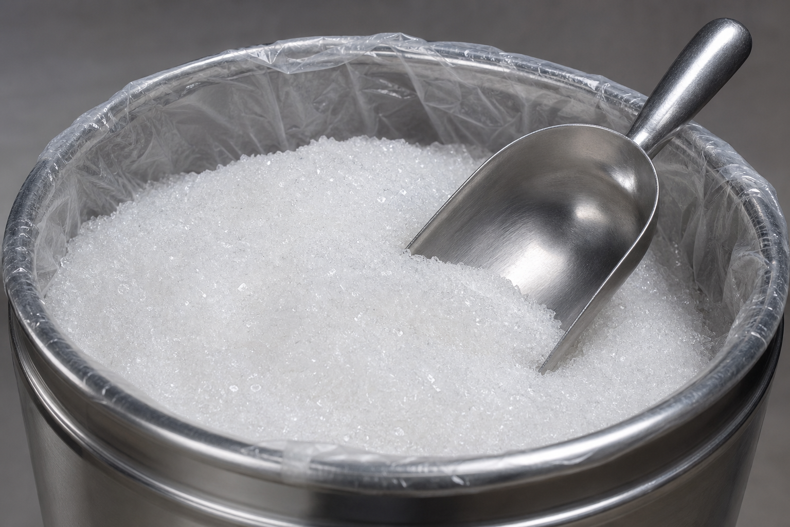 Hydroquinone Crystallization Solutions: Continuous Cooling, Purity and Color Control 2 White photographic-grade hydroquinone crystals in a stainless drum