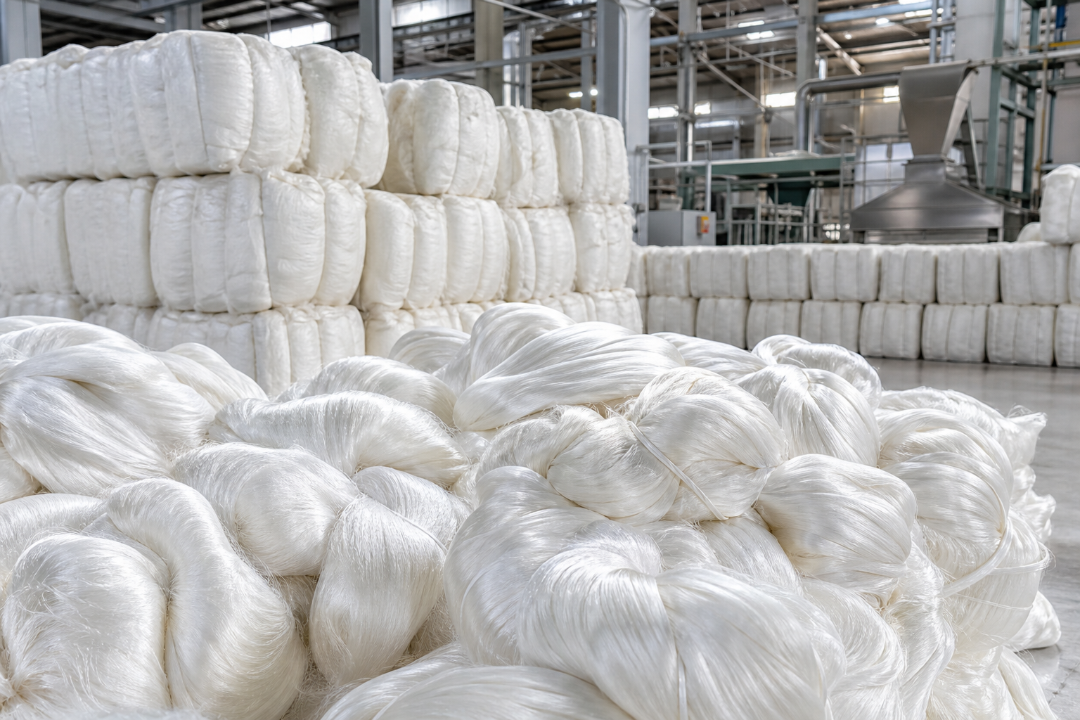 lyocell fiber bales in fiber plant