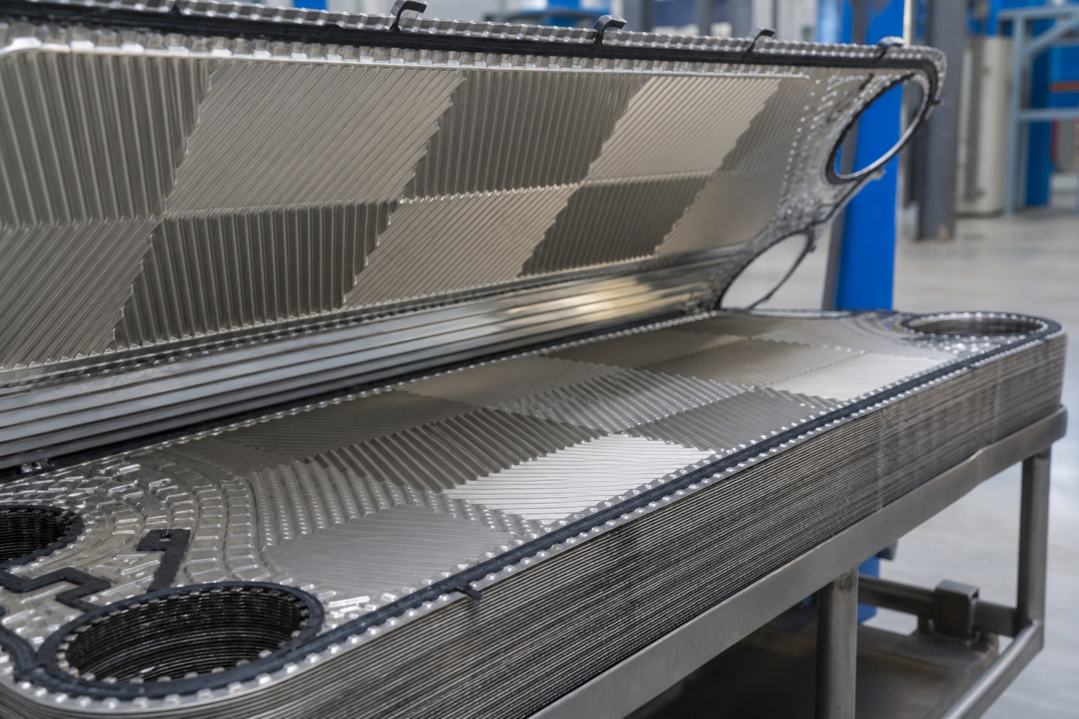 Plate Evaporator (PHE) Selection Guide 1 stainless steel PHE plates with chevron corrugation pattern
