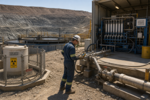 TENORM water treatment area at a rare earth mine