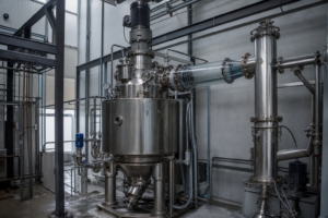 Vertical scraped surface wiped film evaporator with rotor drive and condenser