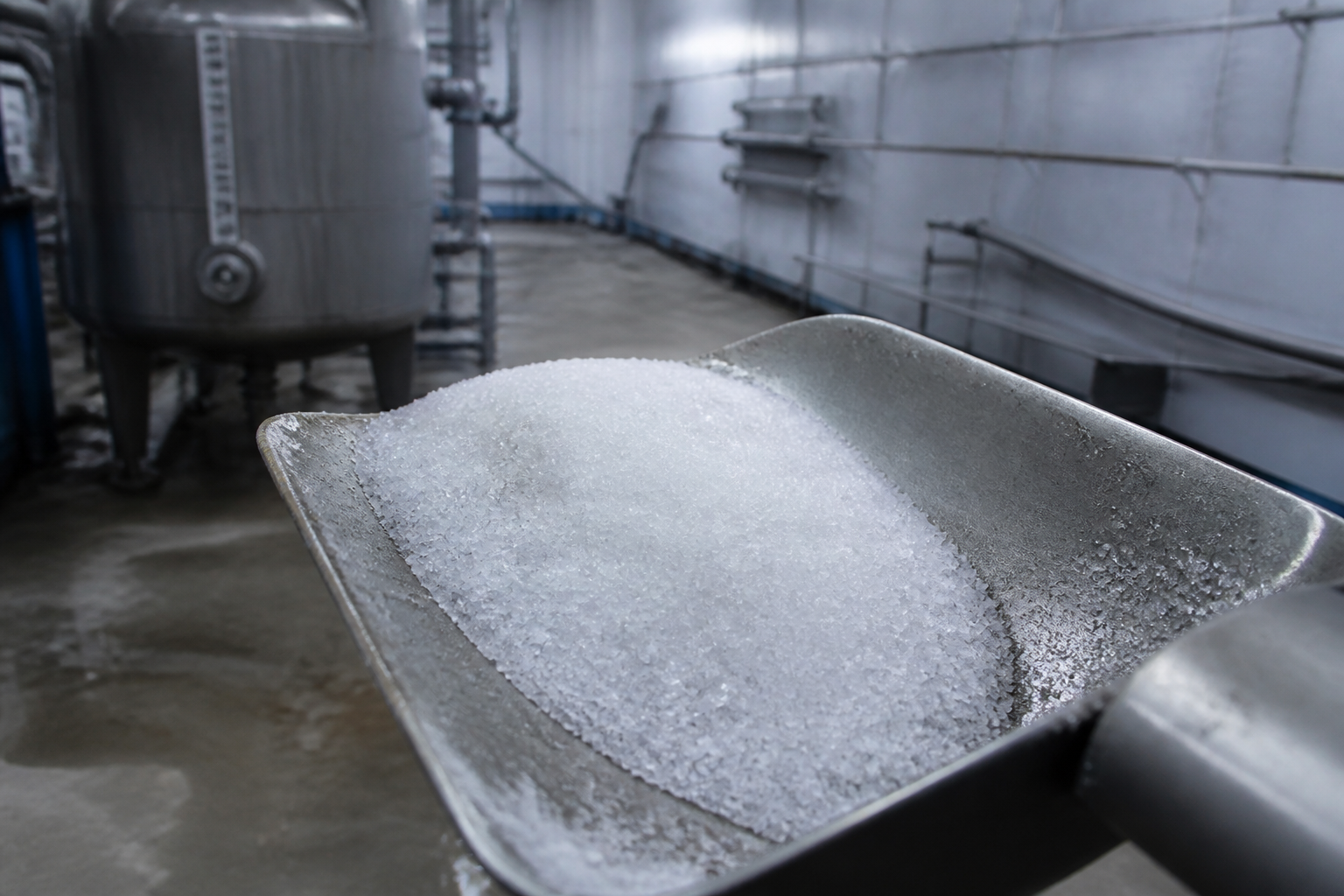 White erythritol crystals from a cooling crystallizer
