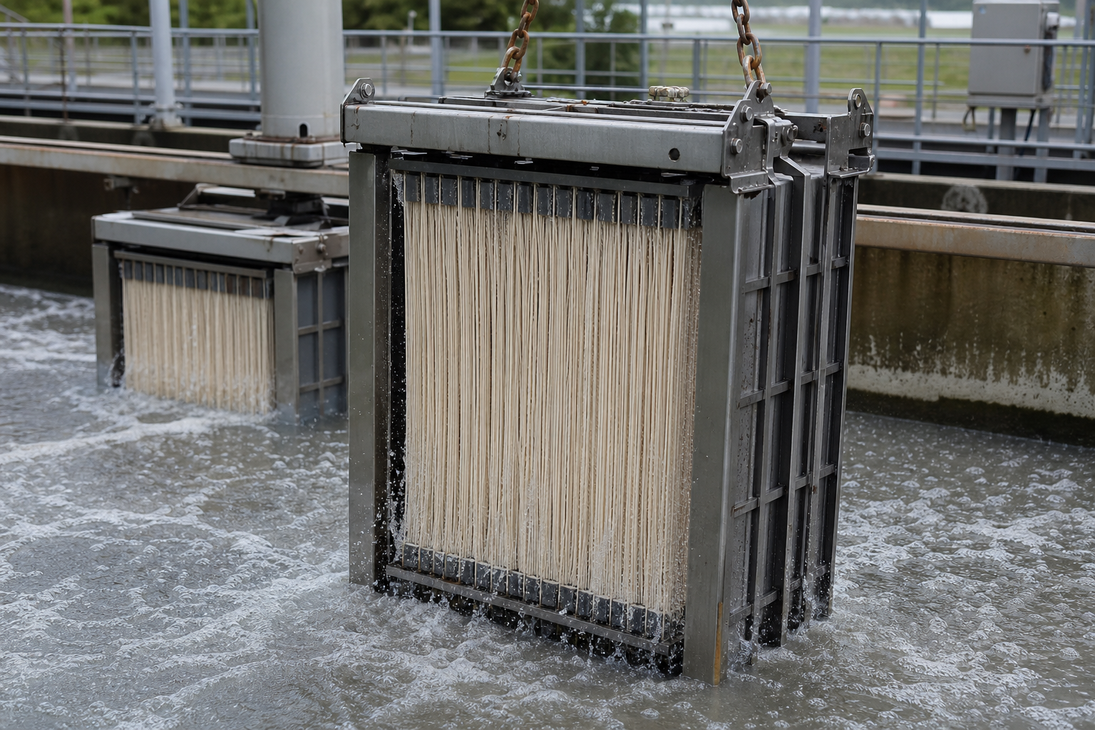 Immersed UF membrane cassette in a membrane bioreactor