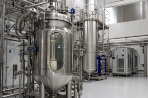 Two-stage continuous cooling crystallization train for vitamin C production