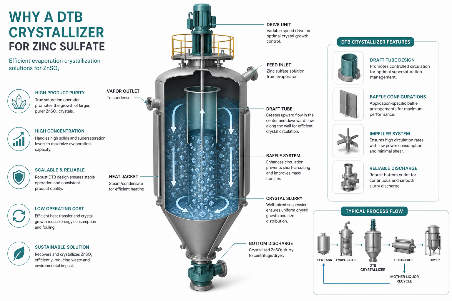 zinc sulfate znso evaporation crystallization solutions - why a dtb crystallizer for zinc sulfate